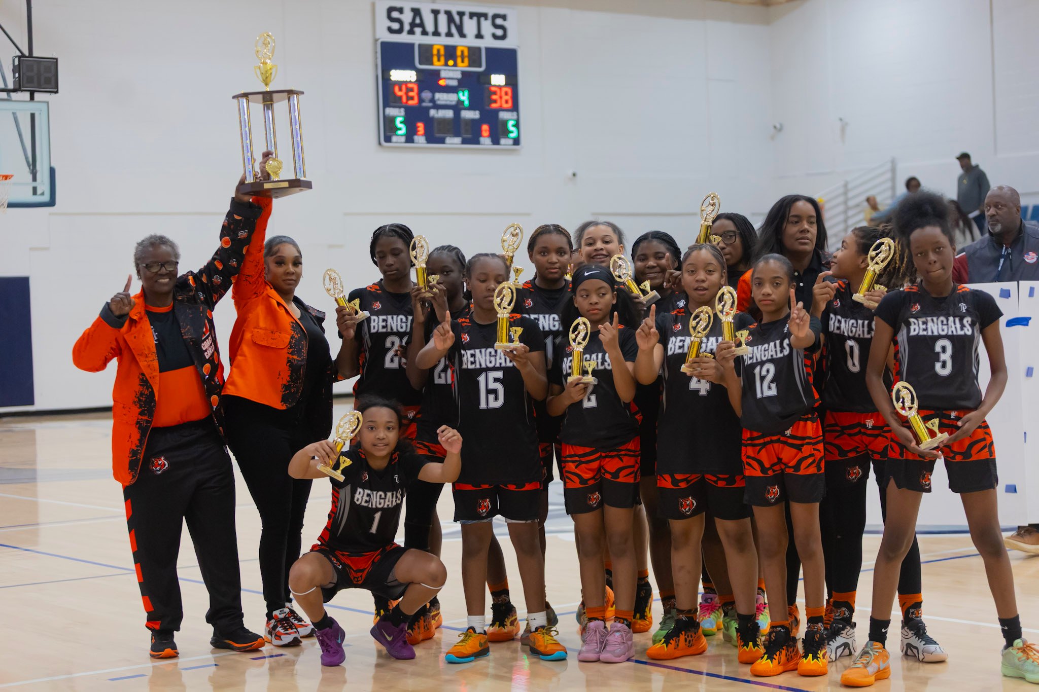 Lady Bengals team celebrating a state championship